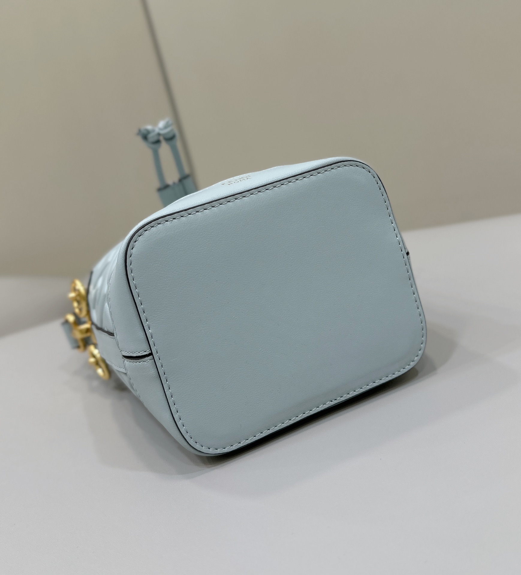 Fendi Mini Mon Tresor FF Leather Shoulder Bag Light Blue